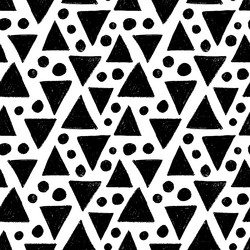 black charcoal triangles and dots seamless pattern vector image