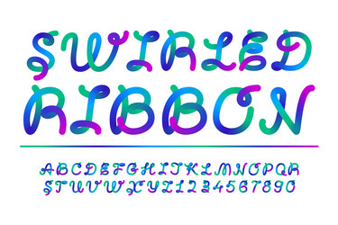 blue font and numbers letter alphabet cursive vector image