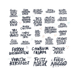 christmas greetings hand drawn black lettering set Vector Image