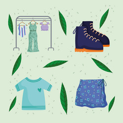 clothes wardrobe set vector