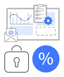 data analysis email communication security lock vector image