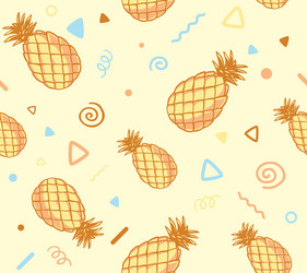 pastel color pattern with pineapples on y vector image