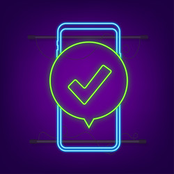 smartphone with checkmark or tick notification vector