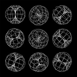 wireframe lined shapes perspective mesh 3d grid vector image