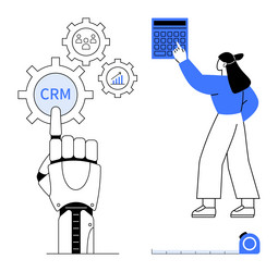 robotic process automation meets crm with human vector image