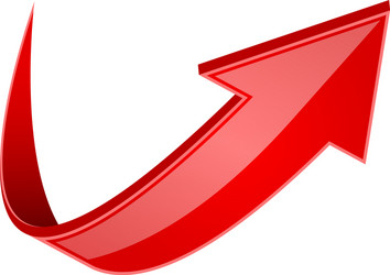 Shiny 3D Red Upward Arrow vector image