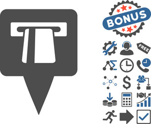 Atm pointer flat icon with bonus vector