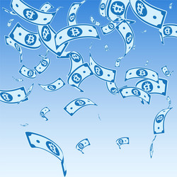 bitcoin internet currency notes falling random b vector image