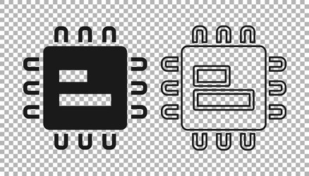black computer processor with microcircuits cpu vector image
