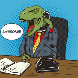 Dinosaur Talking on Phone - Pop Art Style vector image