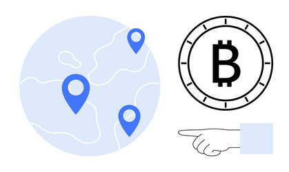 global bitcoin transactions indicated by map vector image