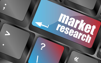 key with market research text on laptop keyboard vector