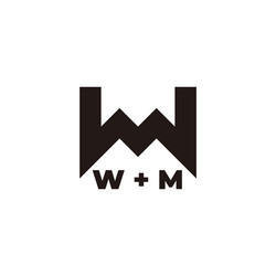 letter wm simple linked line geometric style logo vector image