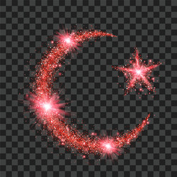 red particles wave in form of crescent and star vector image