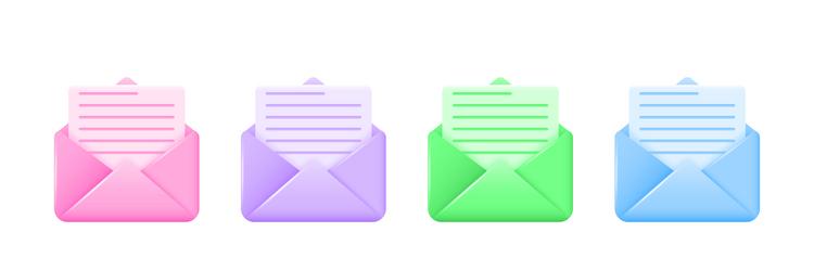 set of 3d envelope and document inside vector image