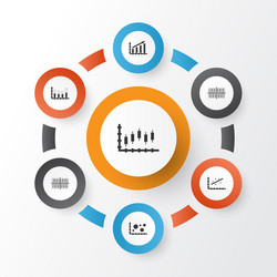 set of graphs diagrams and statistics icons vector image