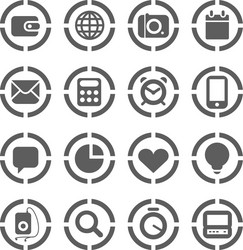 Web icons on circles collection vector