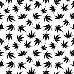 Black hemp on a white background seamless pattern vector