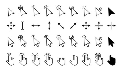 Cursor Pointer Icons - Click & Point vector image