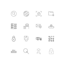 internet security linear thin icons set outlined vector image