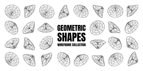 wireframe lined shapes perspective mesh 3d grid vector image
