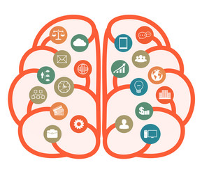 brain with business icons brainstorming vector