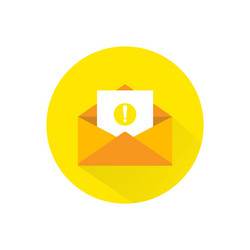 opened envelope and document with exclamation vector image
