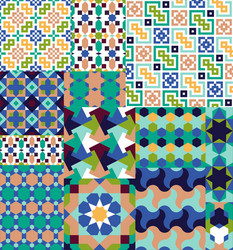seamless patterns set in moroccan style vector image