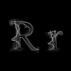 smoke font letter r vector