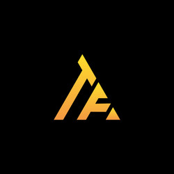t f monogram initial logo with a yellow triangle vector image