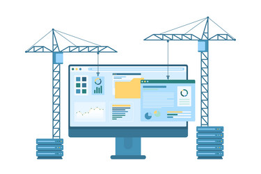 web design development construction cranes build vector