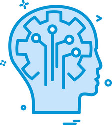 artificial brain circuit intelligence icon design vector image