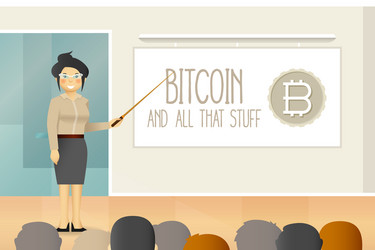 Bitcoin faq tutorial concept in flat style vector