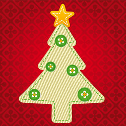 christmas textile tree with buttons and textured vector image