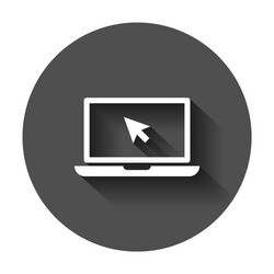 laptop notebook with mouse cursor icon in flat vector