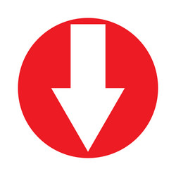 arrow down on red circle icon vector