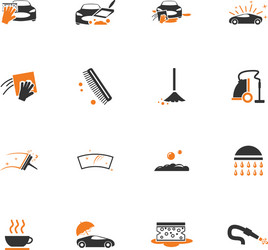 Car wash shower service icons set vector