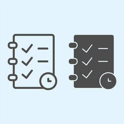 check list and timer line solid icon task vector image