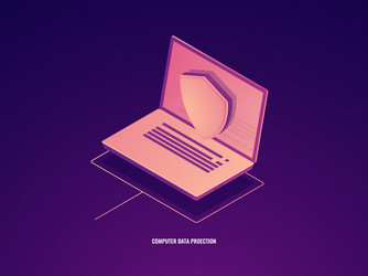 computer data protection laptop with shield vector image