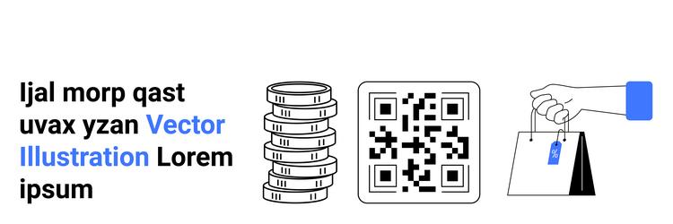 digital payment concepts with coins qr code text vector image