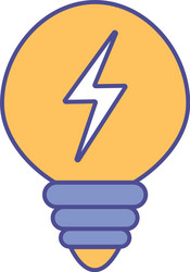 light bulb with thunder line and fill style icon vector image