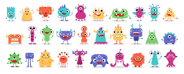Monster Head Icon Set Vector Image