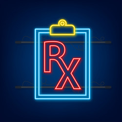 Neon icon blank rx prescription form stock vector