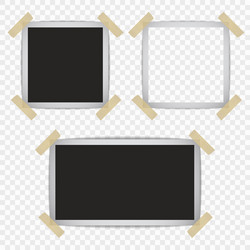retro photo frames with shadows on a sticky vector image