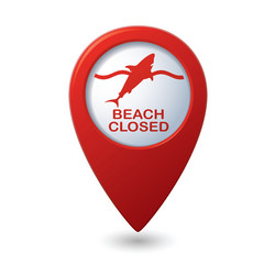 shark icon red map pointer vector image