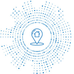 blue line map pointer with house icon isolated vector image