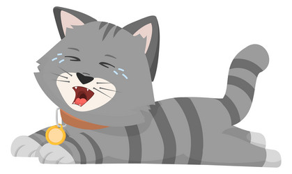 crying gray cat unhappy cartoon animal character vector