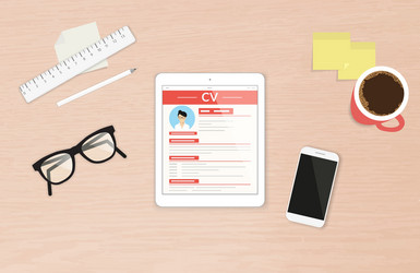 CV Template on Tablet Desktop vector image