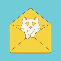 envelope mail icon with cat message vector image
