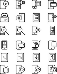 Mobile line icons 4 vector